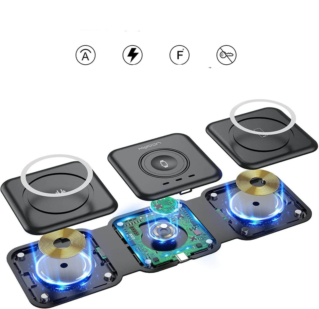 Unisex Sammenleggbar trådlös lader med magnetisk fästa