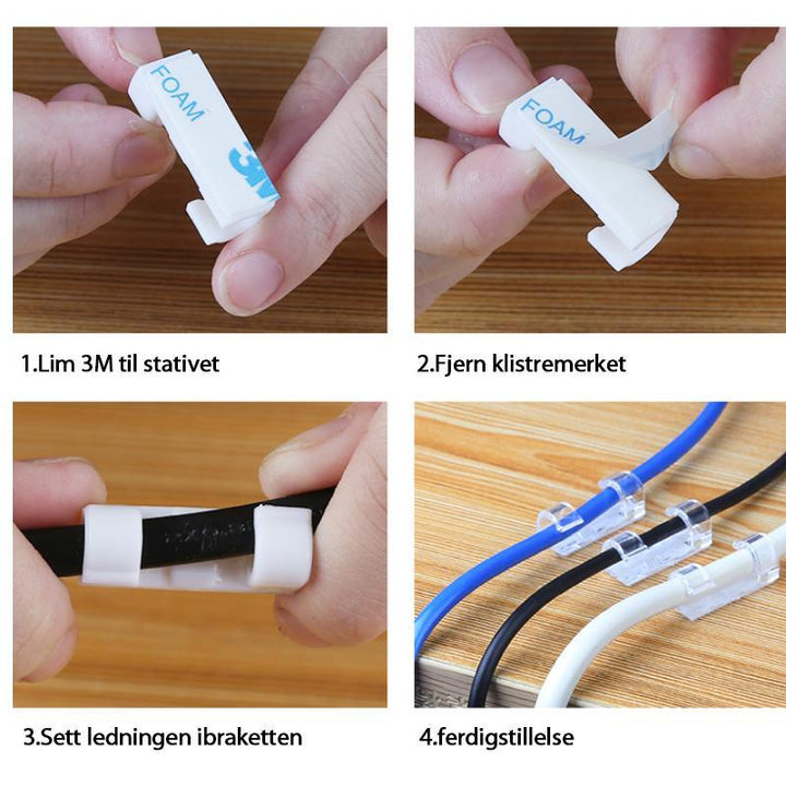 Selvklebende Kabelklemmer | Enkel Organisering