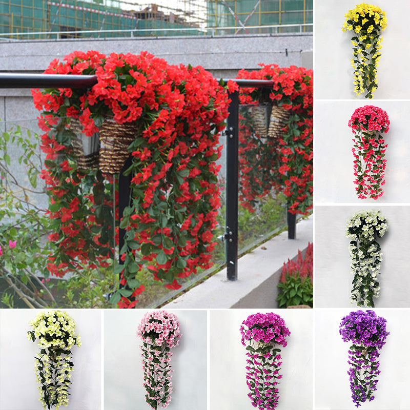 Simulert hengende blomkurv - Mangefärgt naturstil