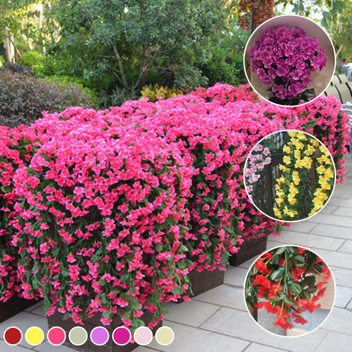Simulert hengende blomkurv - Mangefärgt naturstil