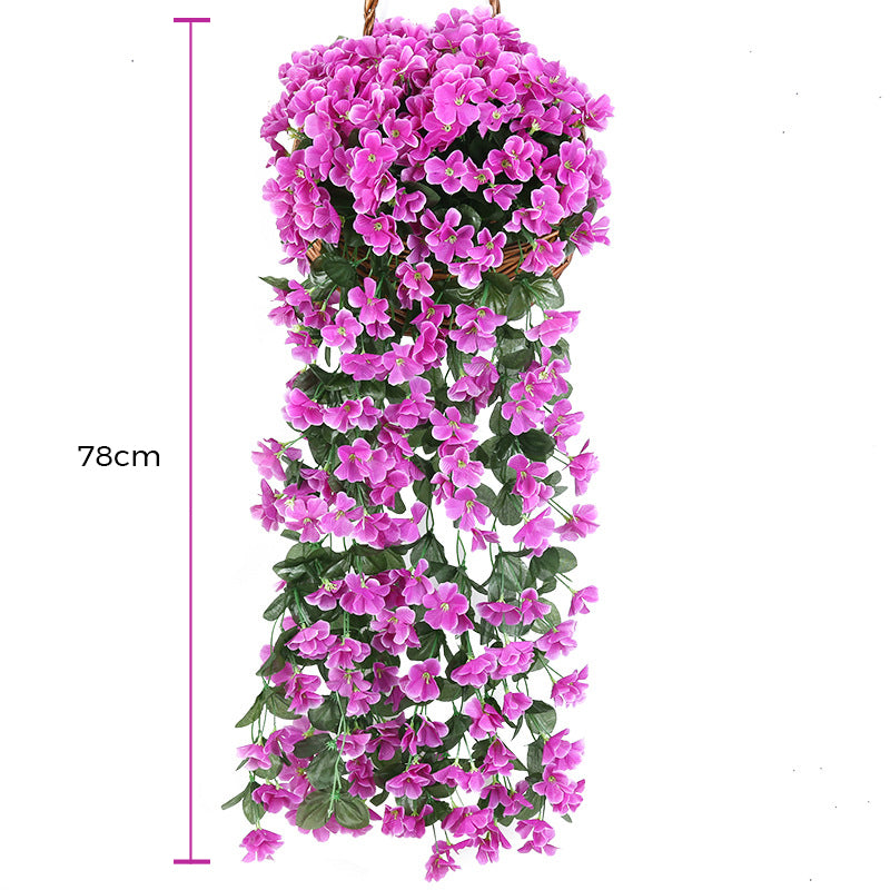 Simulert hengende blomkurv - Mangefärgt naturstil