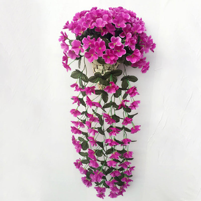 Simulert hengende blomkurv - Mangefärgt naturstil