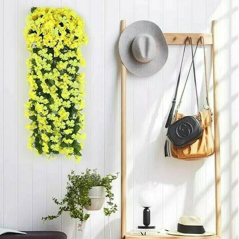 Simulert hengende blomkurv - Mangefärgt naturstil