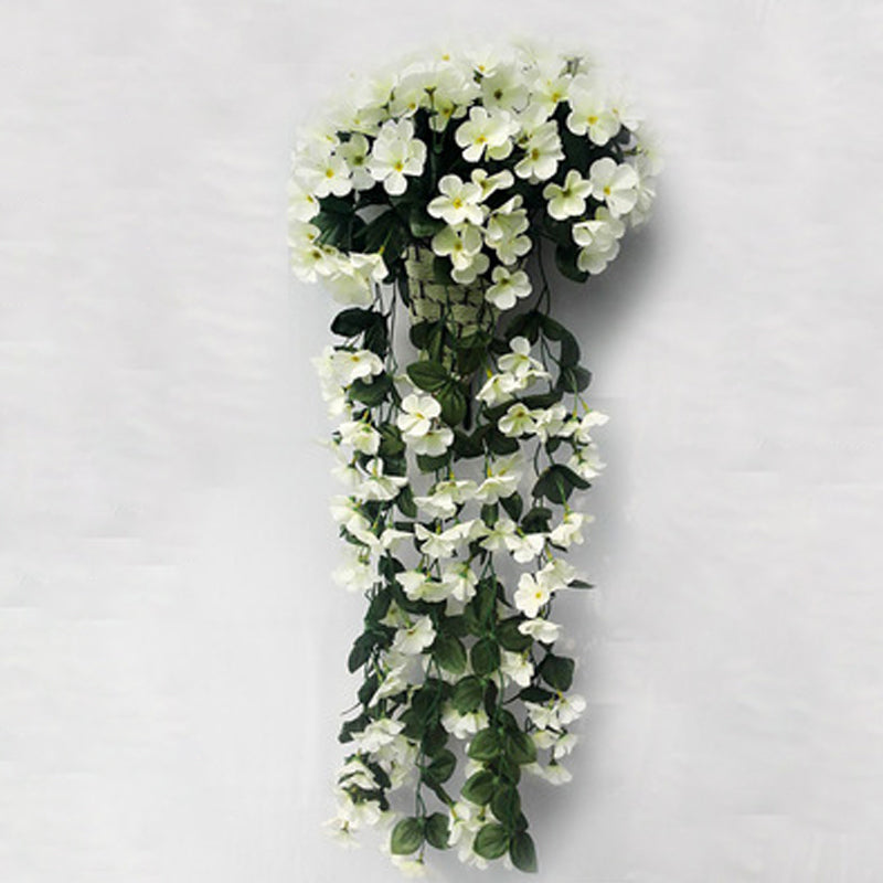 Simulert hengende blomkurv - Mangefärgt naturstil