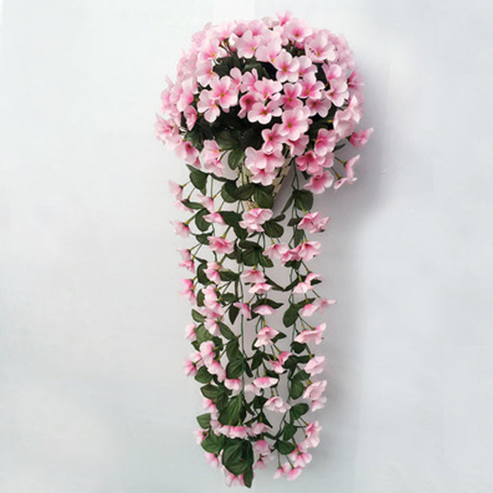 Simulert hengende blomkurv - Mangefärgt naturstil