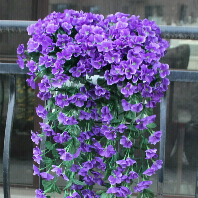 Simulert hengende blomkurv - Mangefärgt naturstil
