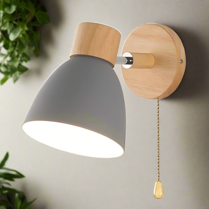 Skandinavisk Stil Trevegglampe med Trekkbryter