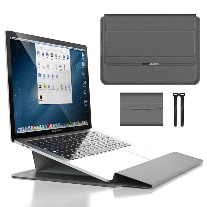 Slank Laptop Sleeve med Stötbeskyttelse och Stativfunksjon