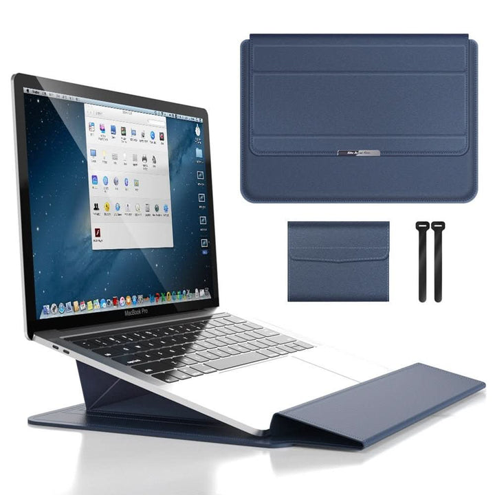 Slank Laptop Sleeve med Stötbeskyttelse och Stativfunksjon