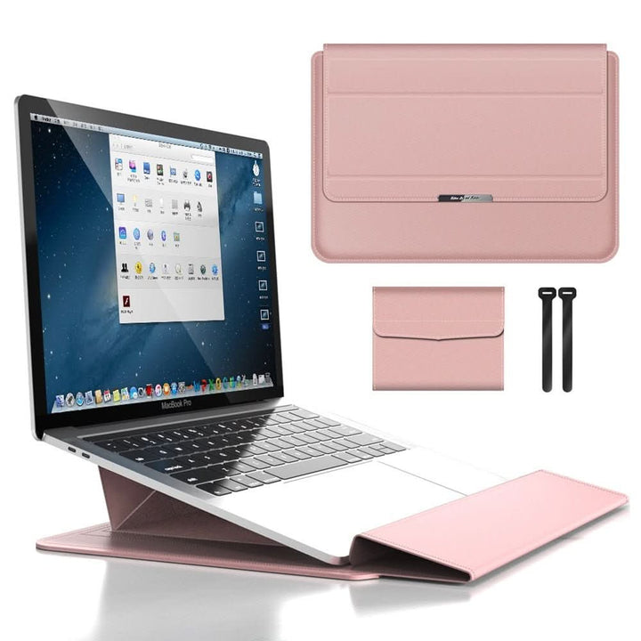 Slank Laptop Sleeve med Stötbeskyttelse och Stativfunksjon