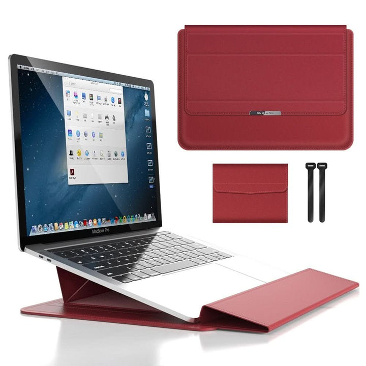 Slank Laptop Sleeve med Stötbeskyttelse och Stativfunksjon