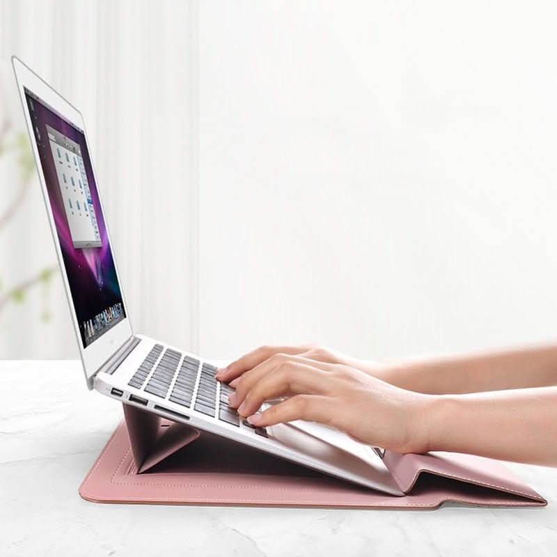 Slank Laptop Sleeve med Stötbeskyttelse och Stativfunksjon