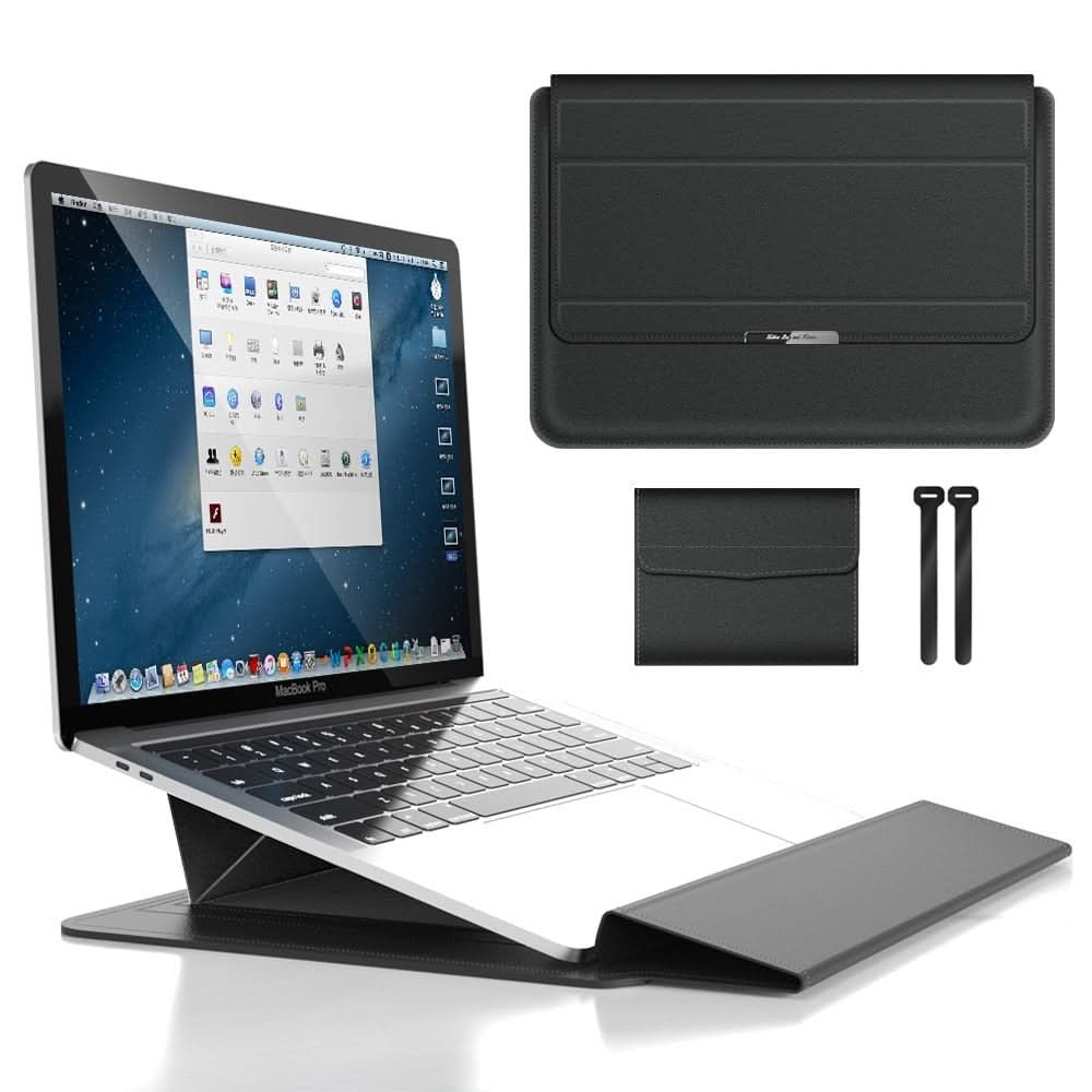 Slank Laptop Sleeve med Stötbeskyttelse och Stativfunksjon