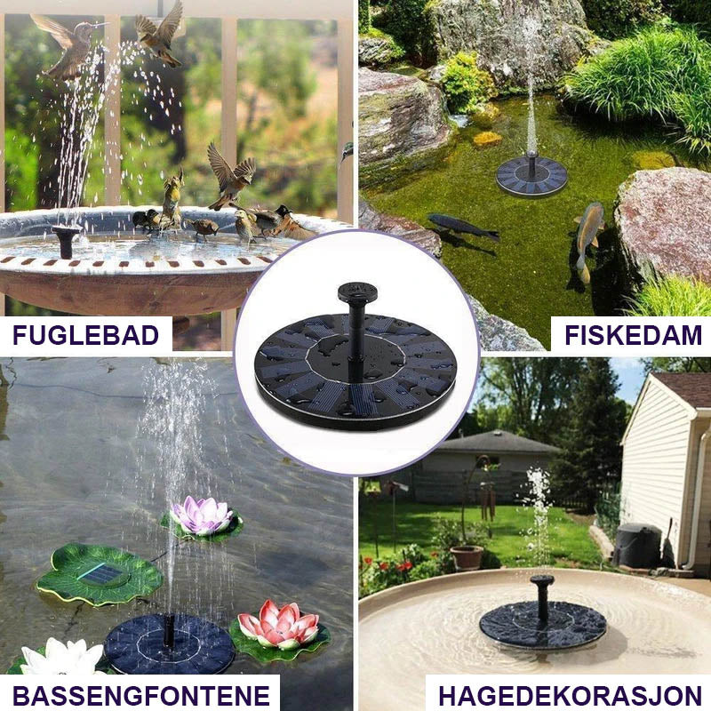 Soldrevet Fontenepumpe | Hagedekorasjon med Ljus - Solenergi