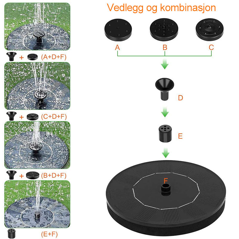 Soldrevet Fontenepumpe | Hagedekorasjon med Ljus - Solenergi