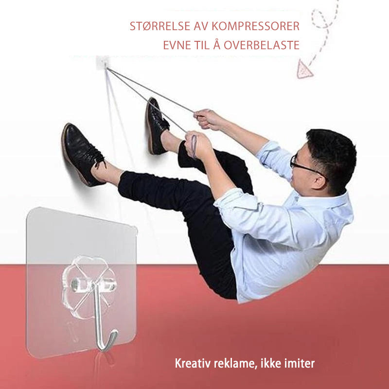Sömlös klebende krok - Sterk | Rustfritt stål | Transparent | PVC