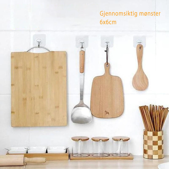 Sömlös klebende krok - Sterk | Rustfritt stål | Transparent | PVC