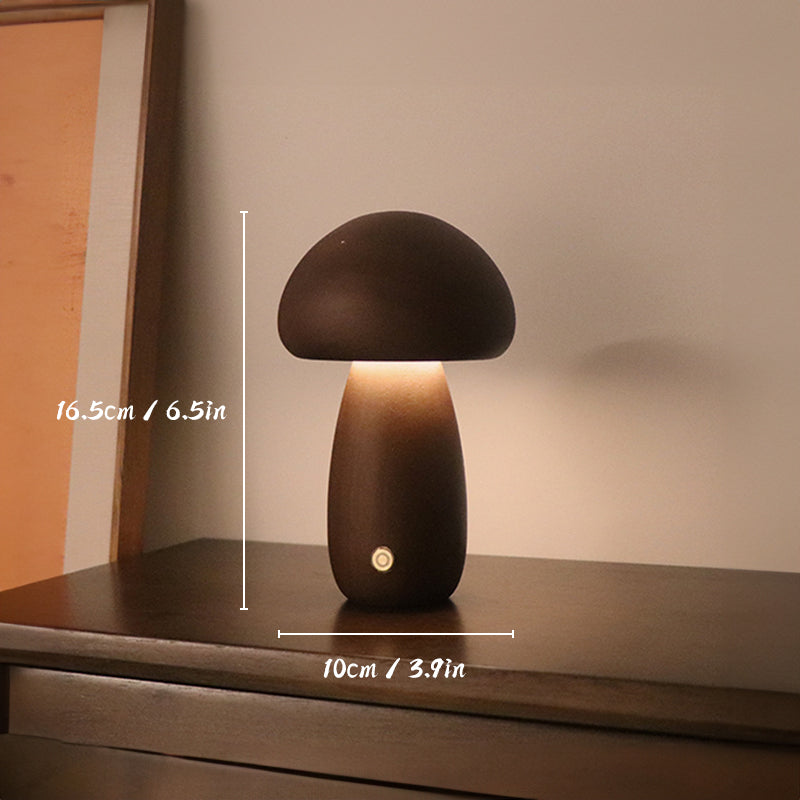 Uppladdningsbar bordslampa i trä | Soppformet | LED-ljus
