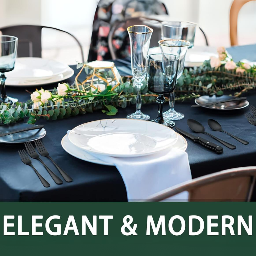 Bestikksett 24 Deler Svart – Modern Design för 4 Personer
