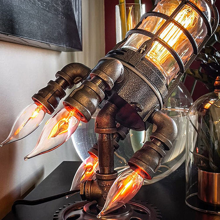 Unisex Steampunk Rakett Bordslampa - Unik Industriell Stil