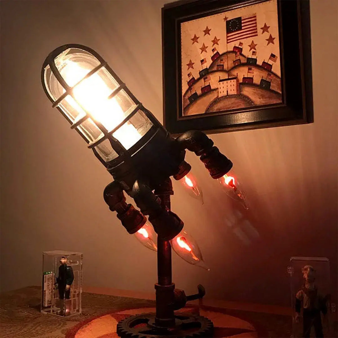 Unisex Steampunk Rakett Bordslampa - Unik Industriell Stil