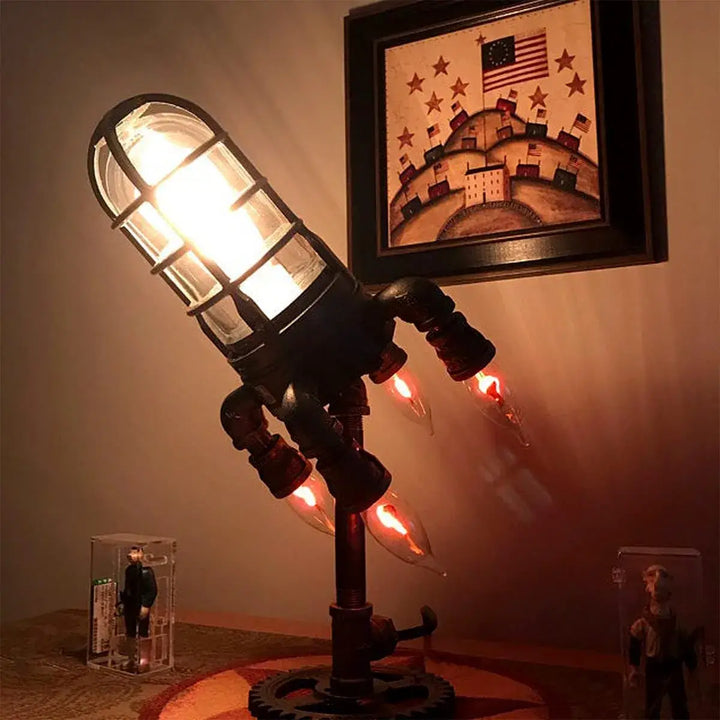 Unisex Steampunk Rakett Bordslampa - Unik Industriell Stil
