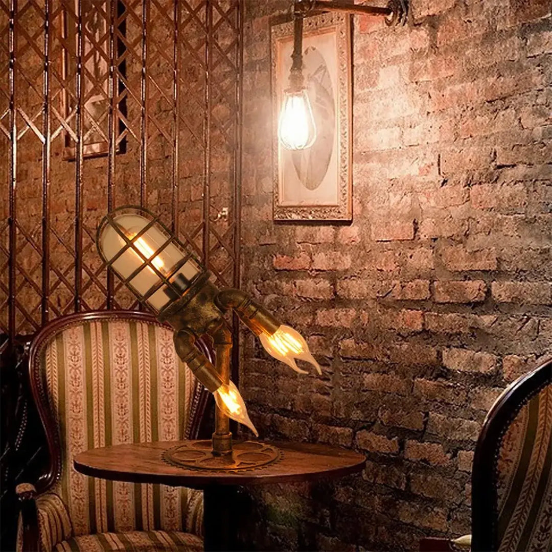 Unisex Steampunk Rakett Bordslampa - Unik Industriell Stil