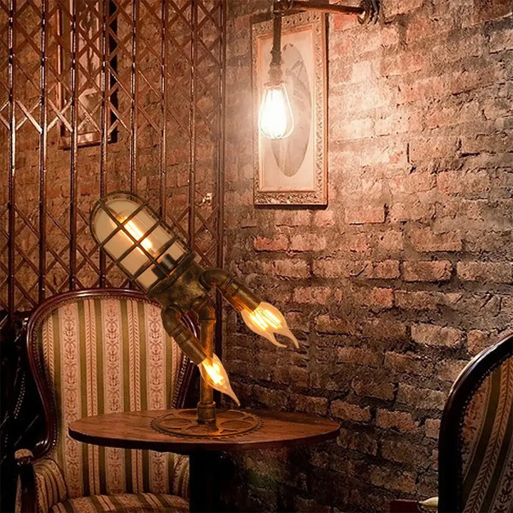 Unisex Steampunk Rakett Bordslampa - Unik Industriell Stil