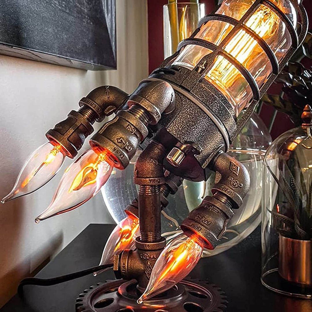 Unisex Steampunk Rakett Bordslampa - Unik Industriell Stil
