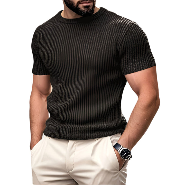 Herr T-skjorta med Jacquard-Mönster för Komfort och Stil