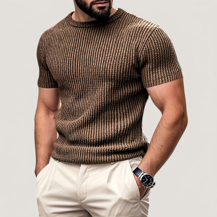 Herr T-skjorta med Jacquard-Mönster för Komfort och Stil