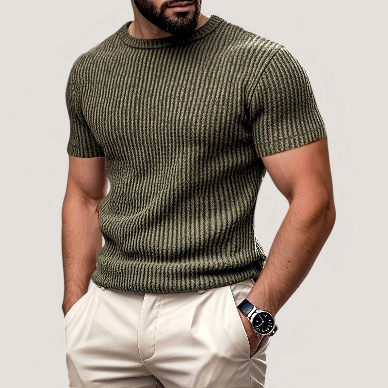 Herr T-skjorta med Jacquard-Mönster för Komfort och Stil