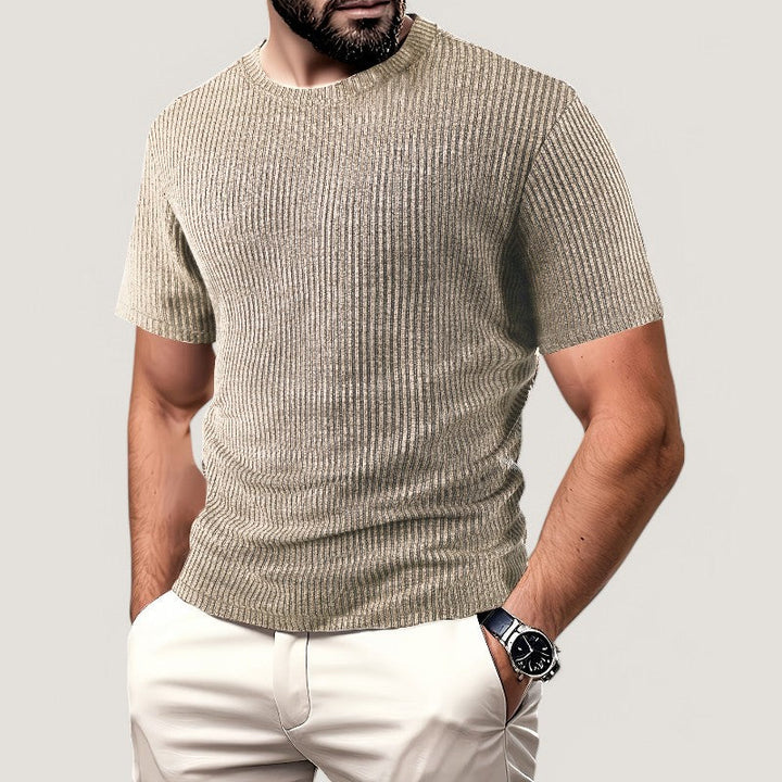 Herr T-skjorta med Jacquard-Mönster för Komfort och Stil