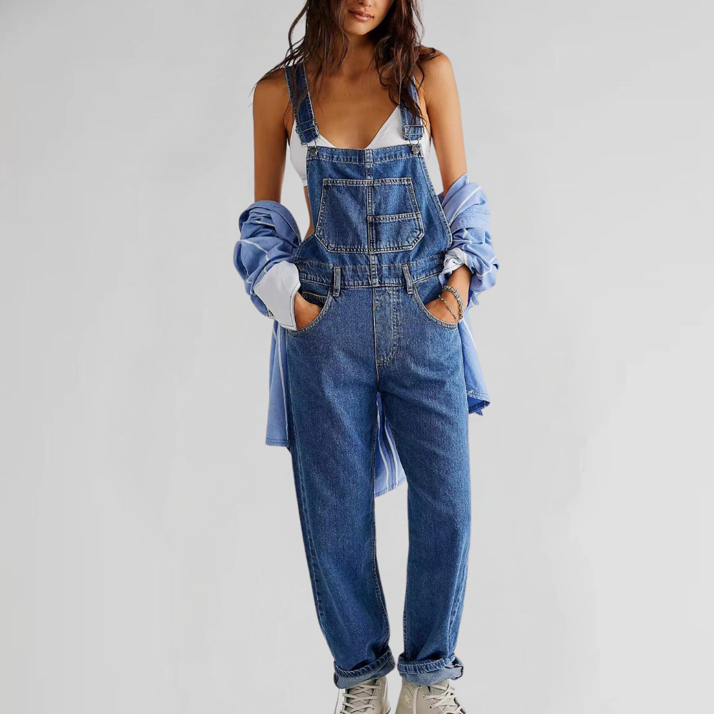 Snygg denim kjeledress för kvinnor - Trendig och bekväm