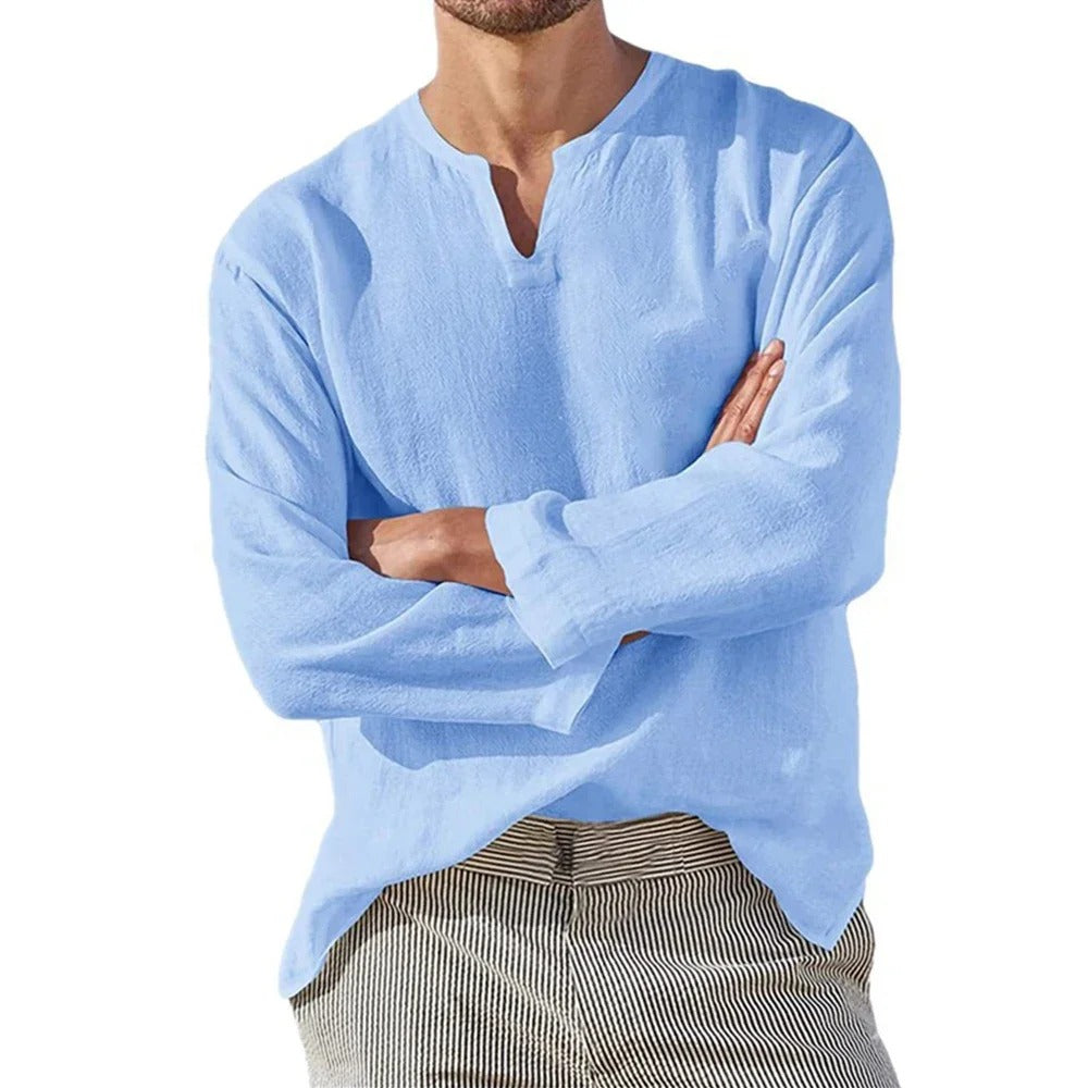 Herr V-hals Skjorta – Avslappnad Stil för Optimal Komfort