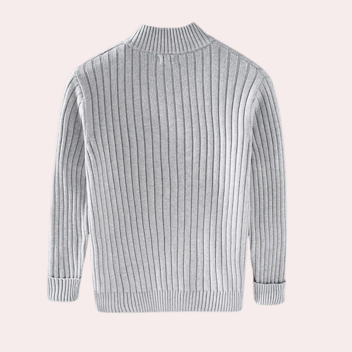 Snygg stickad cardigan för män med blixtlås