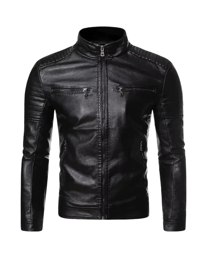 Herr Bikerjakke Slim Fit – Tidlös Stil och Skarp Siluett