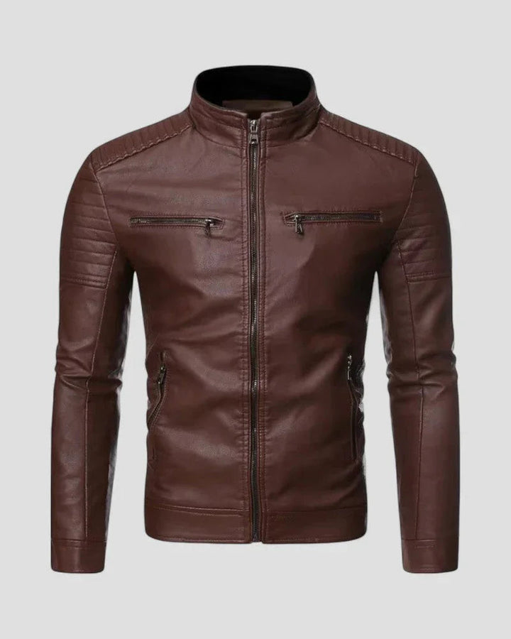 Herr Bikerjakke Slim Fit – Tidlös Stil och Skarp Siluett