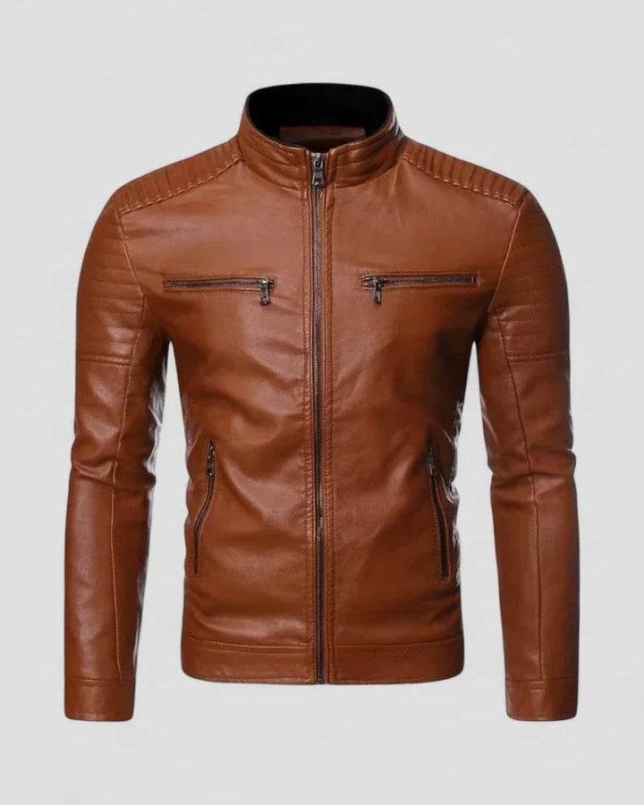 Herr Bikerjakke Slim Fit – Tidlös Stil och Skarp Siluett