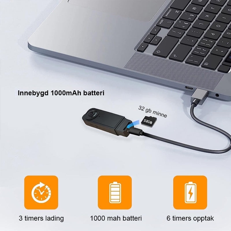 Mini kroppskamera 1080P HD - Lång batterilevetid - Videoopptaker