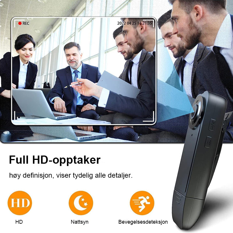 Mini kroppskamera 1080P HD - Lång batterilevetid - Videoopptaker