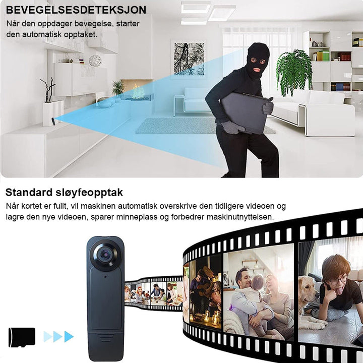 Mini kroppskamera 1080P HD - Lång batterilevetid - Videoopptaker