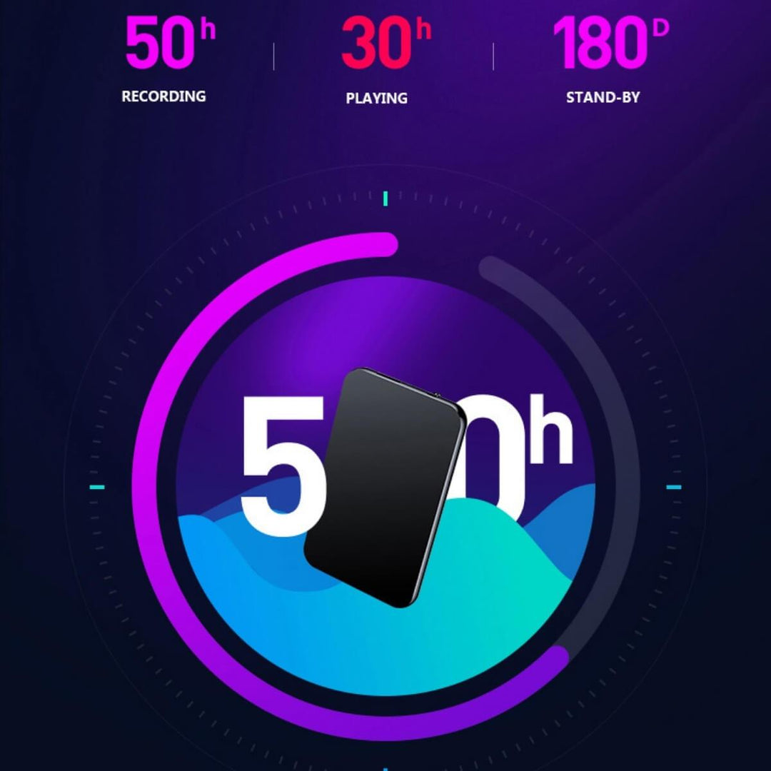 Bärbar Mini Stemmeopptaker 64GB – Svart