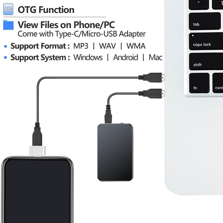 Bärbar Mini Stemmeopptaker 64GB – Svart