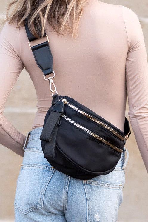 Dam Crossbody Väska med Dobbel Blixtlås för Organiserat Vardag