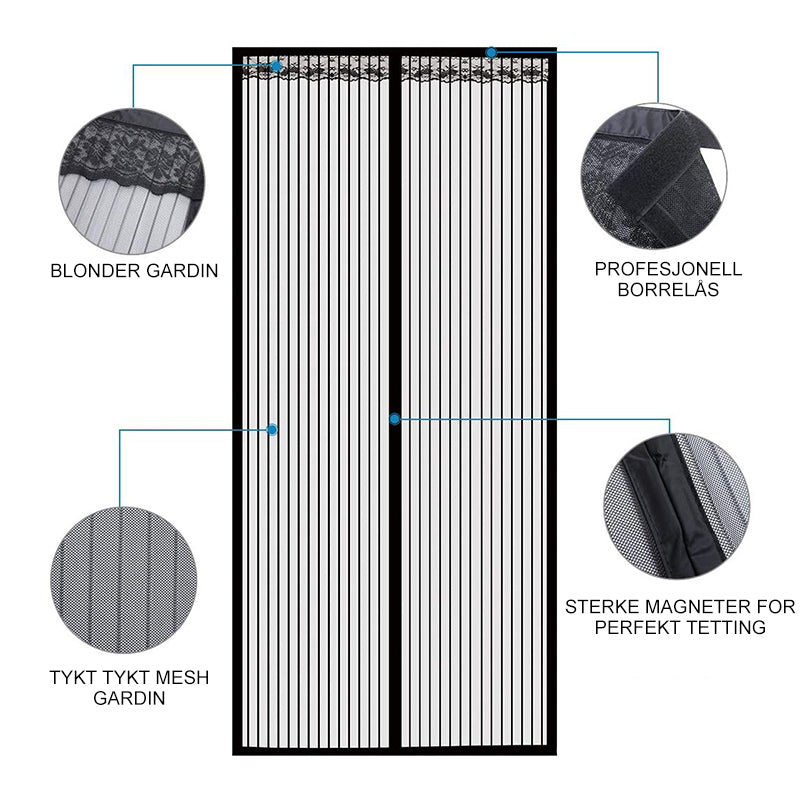 Magnetisk Skjermdör | Borrelås | Premium Mesh