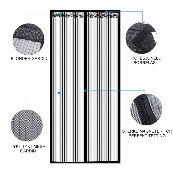 Magnetisk Skjermdör | Borrelås | Premium Mesh