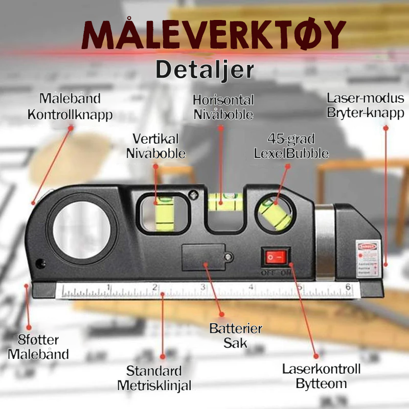 Multifunksjonslasernivå - Precis Måling | Verktyg