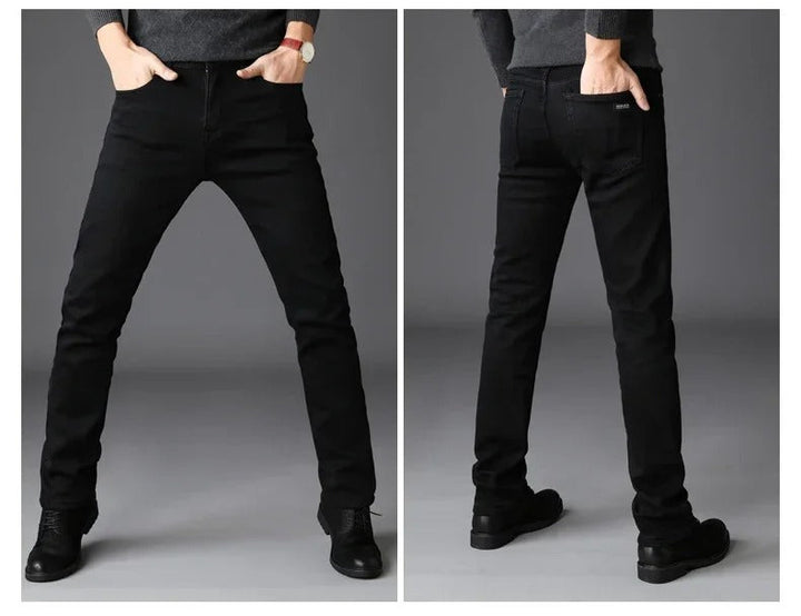 Svarte Bikerjeans för Män med Stretch