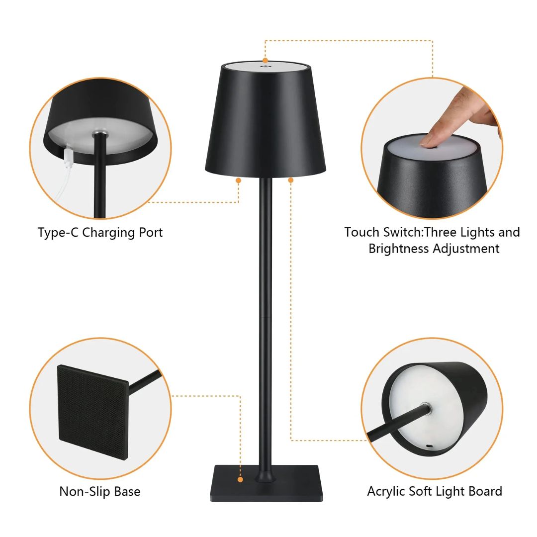 Trådlös Bordslampa med Beröringskontroll och USB-laddning